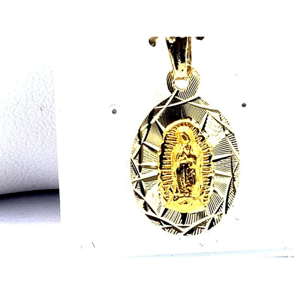 14k REAL GOLD Oval Guadalupe Scapular Pendant - Picture 2 of 6